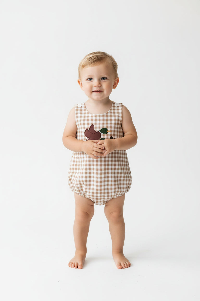 SR3958 mullard embroidery plaid romper baby boy clothes
