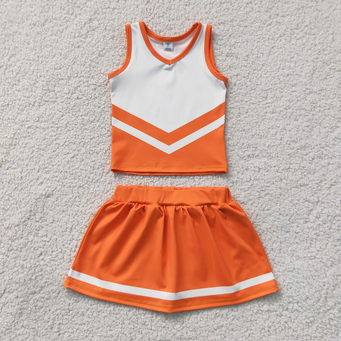 orange white cheerleader athletic skort outfit girls clothes