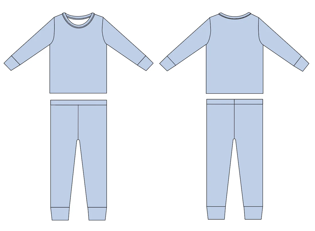 Custom order MOQ 3 one items Baby Blue Snooze - Footless and Two Piece
