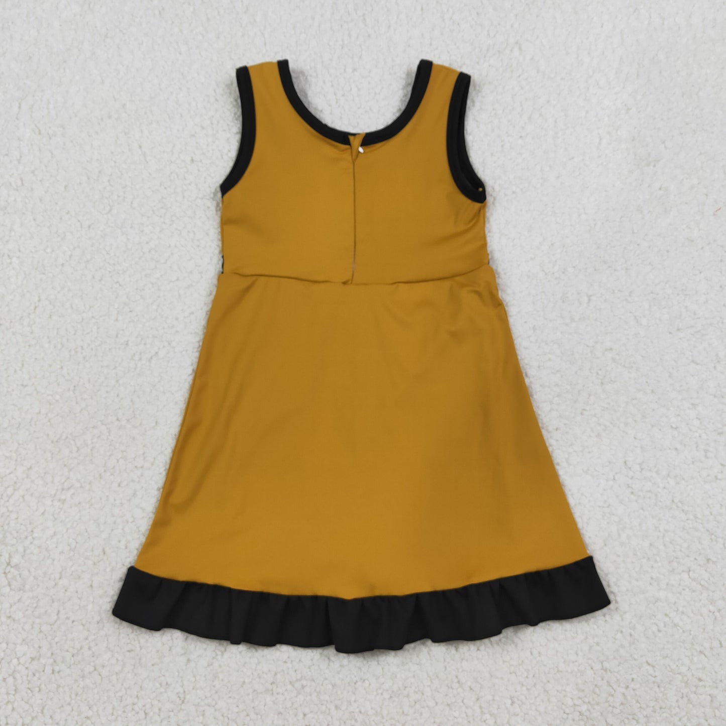 solid gold black ruffle athletic dress