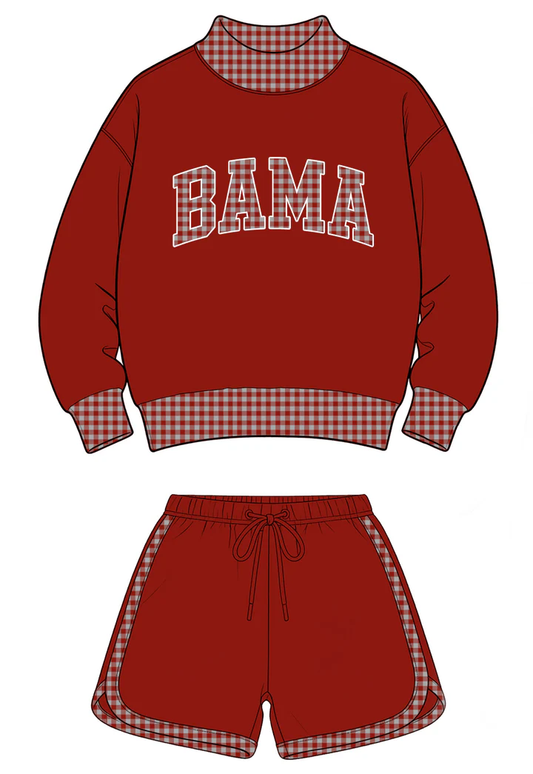 Custom order MOQ 5  BAMA TEAM PLAID KIDS OUTFITS
