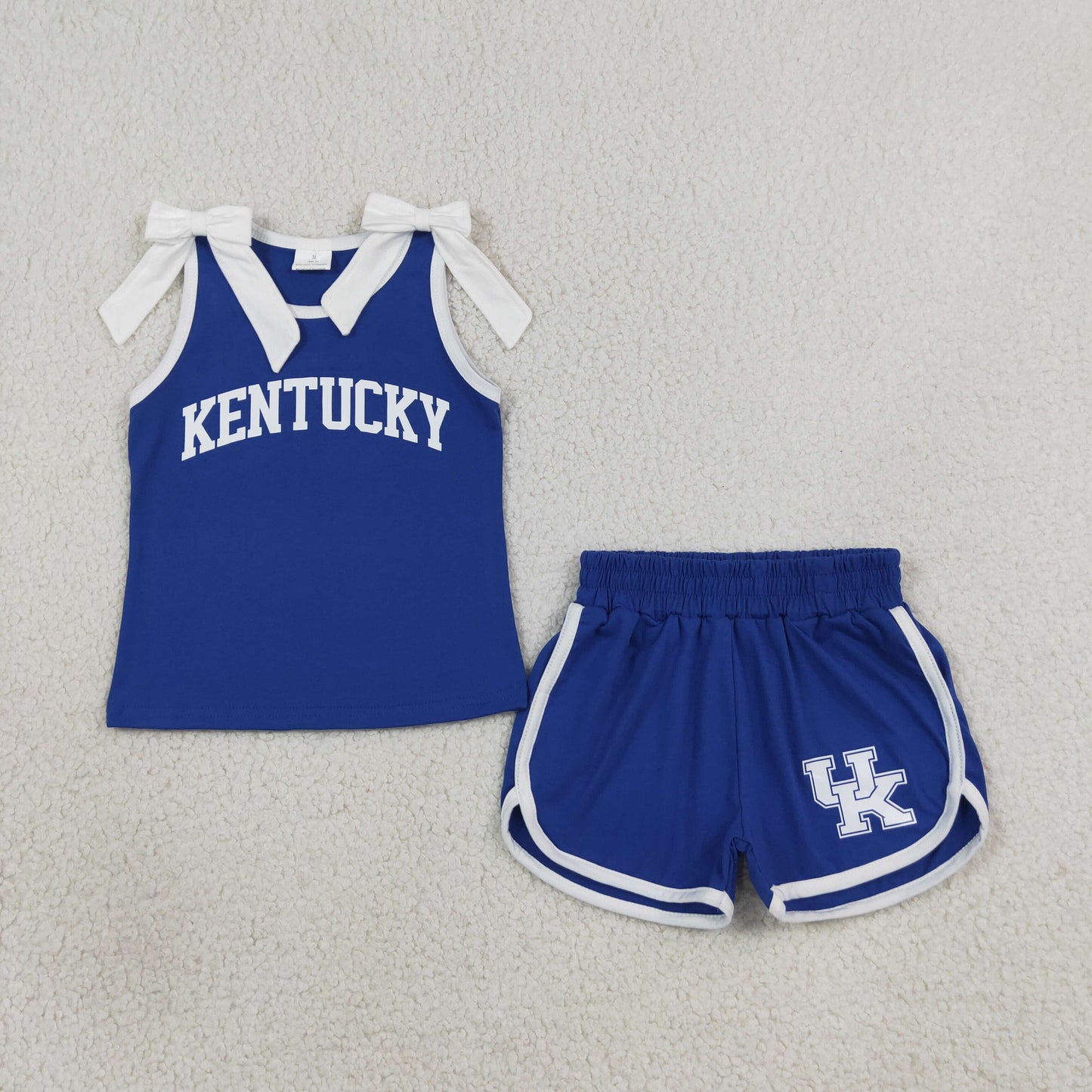 digital print team UK bow shorts set girl clothing