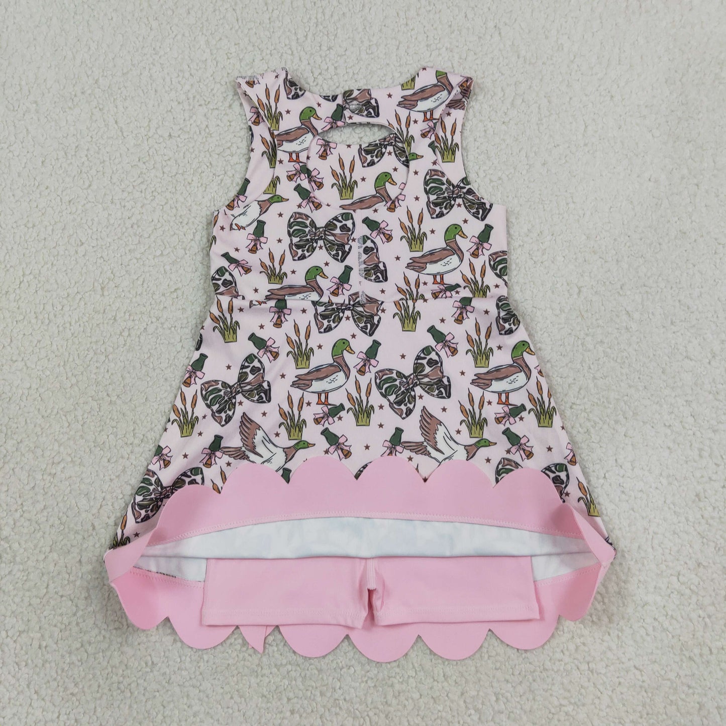 camo coquette bow mallard print athletic scallop dress
