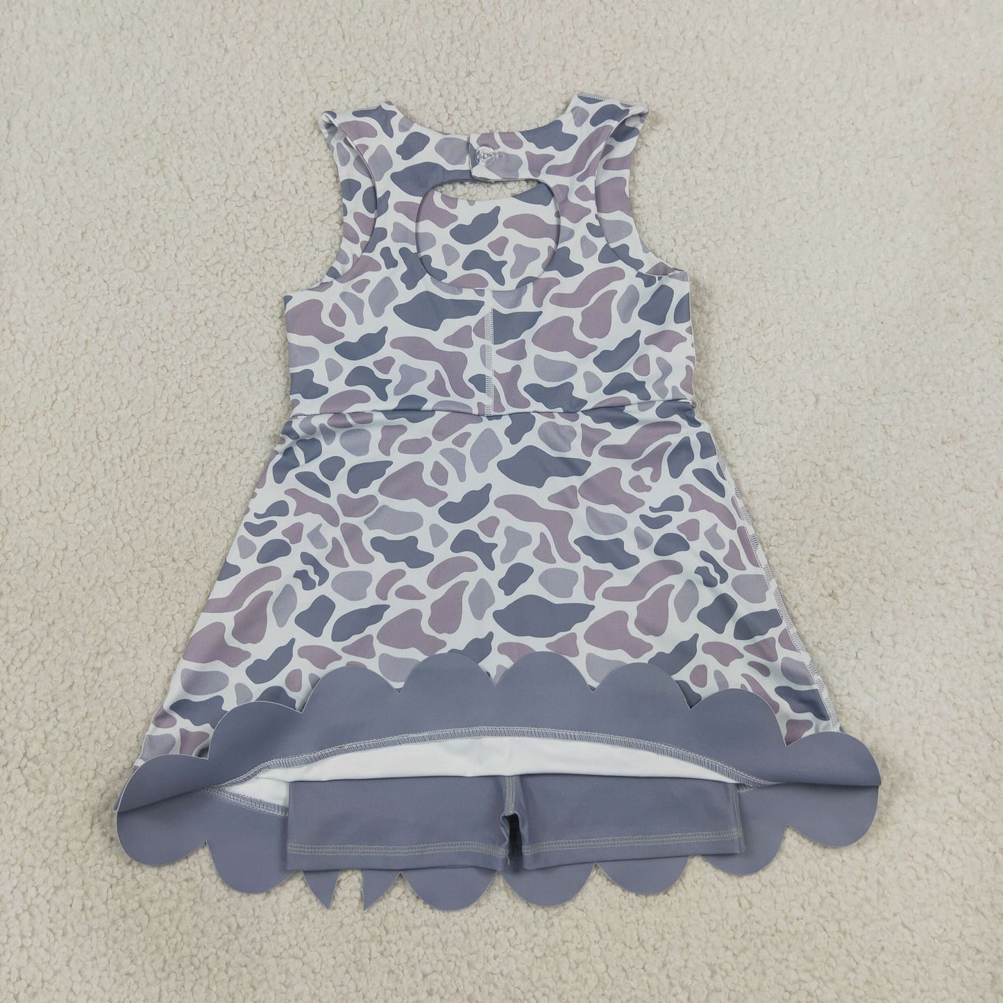 grey camo athletic scallop dress kids clothing