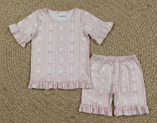 silly goose and coquette ruffle shorts set summer toddler girl clothing