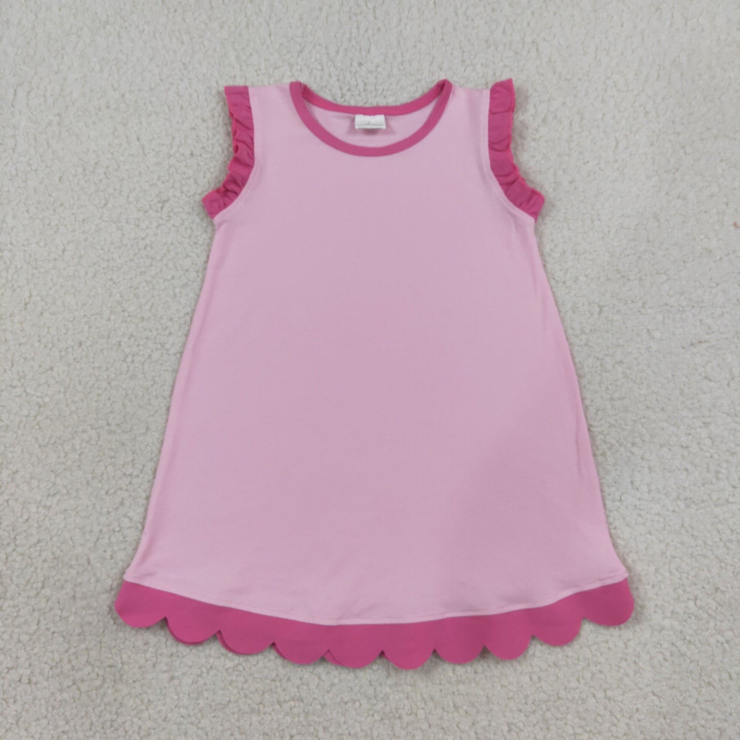solid pink scallop dress