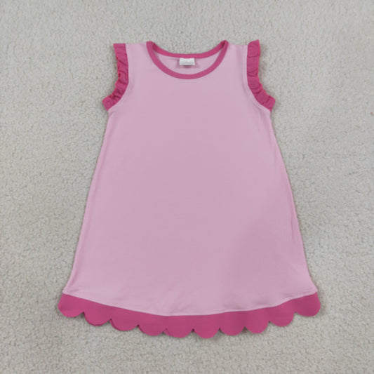 solid pink scallop dress