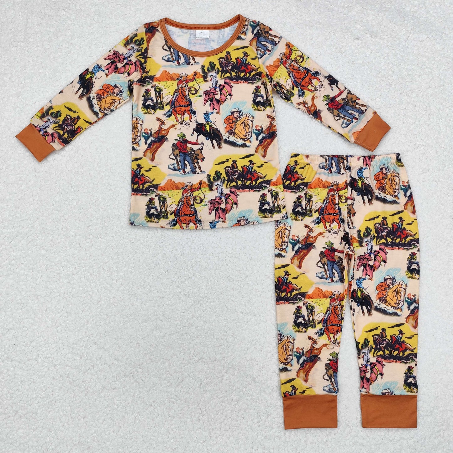 BLP0511 Bamboo Horse riding brown long sleeves and trousers pajama set