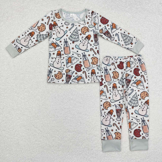 BLP0688 Bamboo Snowman Milk Biscuit Long Sleeve Long Pants Pajama Set