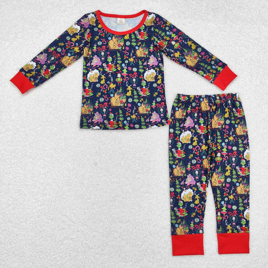 BLP0700 BAMBOO House Girls Navy Blue Long Sleeve Long Pants Pajama Set