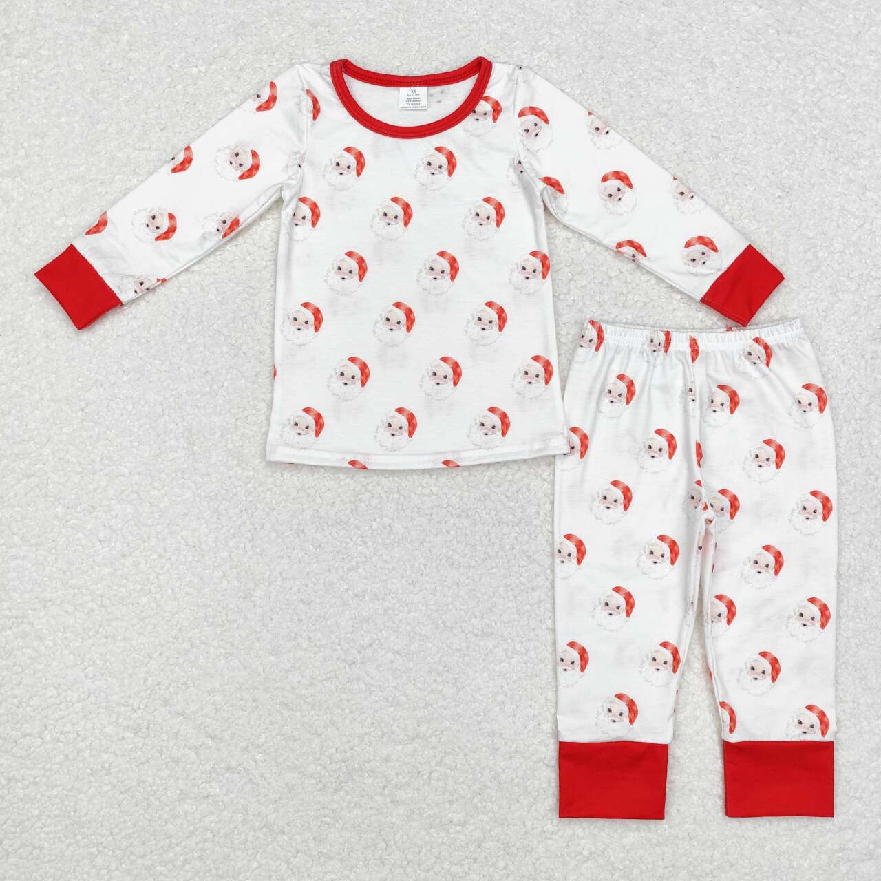 BLP0751  Bamboo Santa Claus red and white long-sleeved and long-pants pajama set