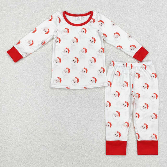 BLP0751 Bamboo Santa Claus red and white long-sleeved and long-pants pajama set