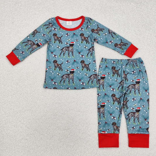 BLP0850 Christmas Puppy Red and Green Long Sleeve Long Pants Pajama Set