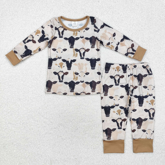 BLP0860 Bamboo Cow Brown Long Sleeve Long Pants Pajama Set