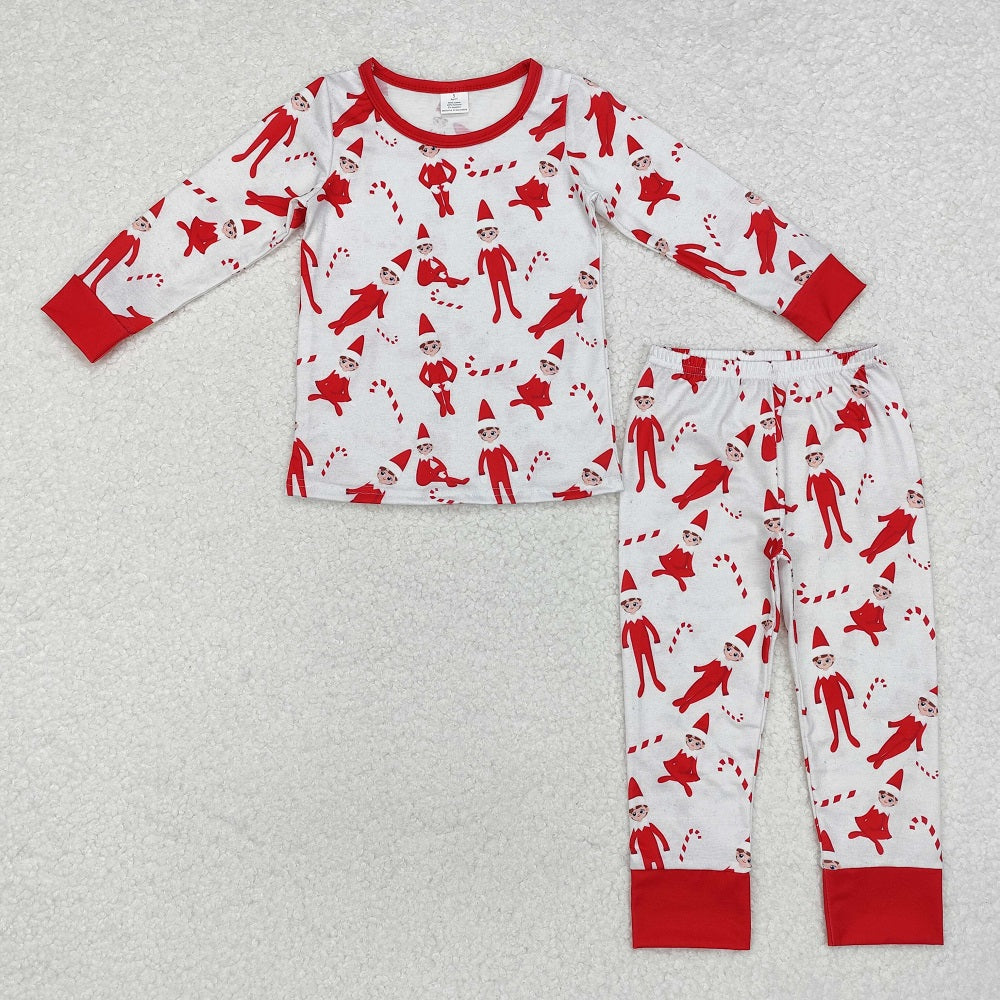 BLP0895 Bamboo Christmas Red Long Sleeve Long Pants Pajama Set