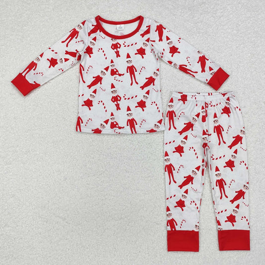 BLP0895 Bamboo Christmas Red Long Sleeve Long Pants Pajama Set