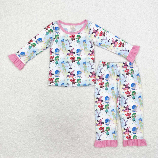 GLP1495 Bamboo Cartoon colorful long-sleeved trousers pajamas set