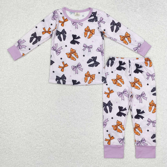 GLP1708 Bamboo Bowknot Four-Pointed Star Purple Long Sleeve Long Pants Pajama Set