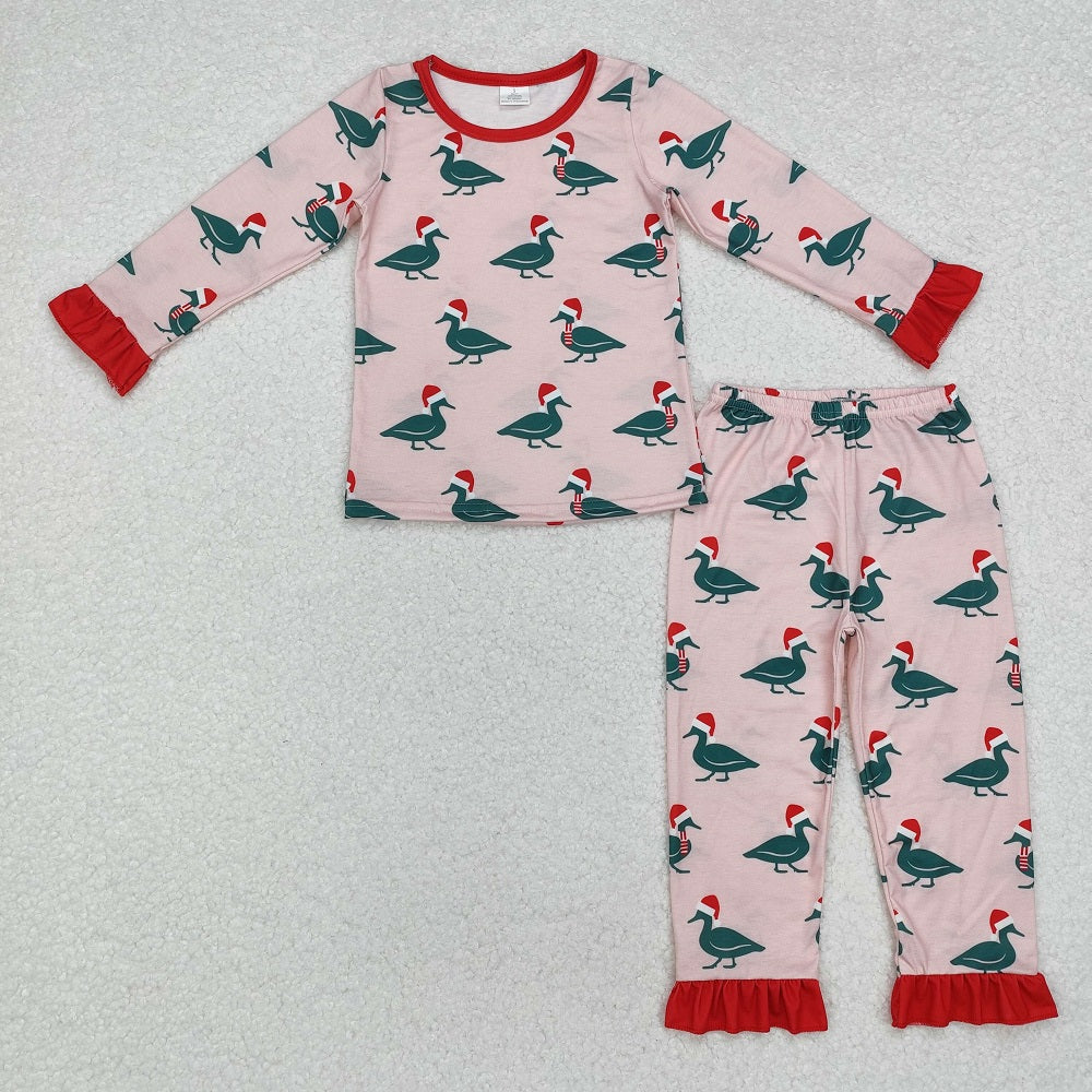 GLP1892 Bamboo  Christmas duck pink long sleeve long pants pajama set