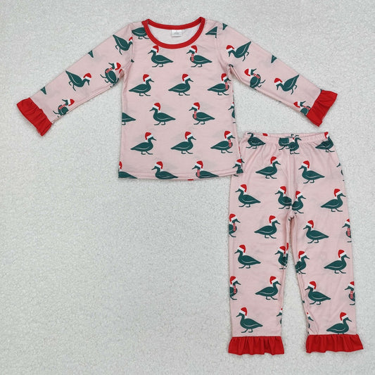 GLP1892 Bamboo  Christmas duck pink long sleeve long pants pajama set