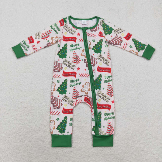 LR1057 Bamboo Christmas Tree Cookie Zip Long Sleeve Jumpsuit