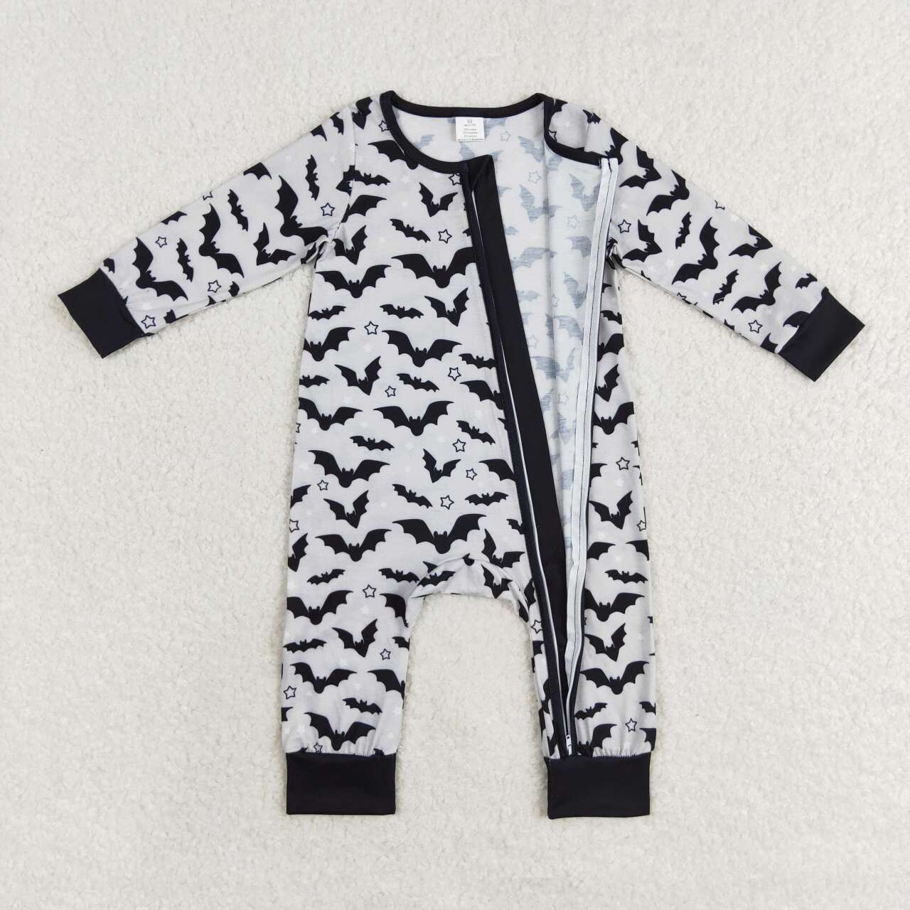 LR1096 Bamboo Halloween Bat Zipper Long Sleeve Bodysuit