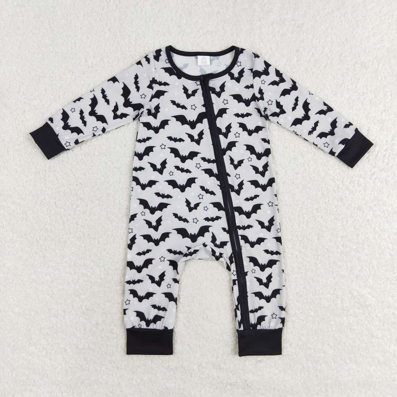 LR1096 Bamboo Halloween Bat Zipper Long Sleeve Bodysuit