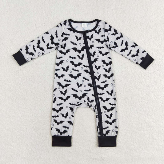 LR1096 Bamboo Halloween Bat Zipper Long Sleeve Bodysuit