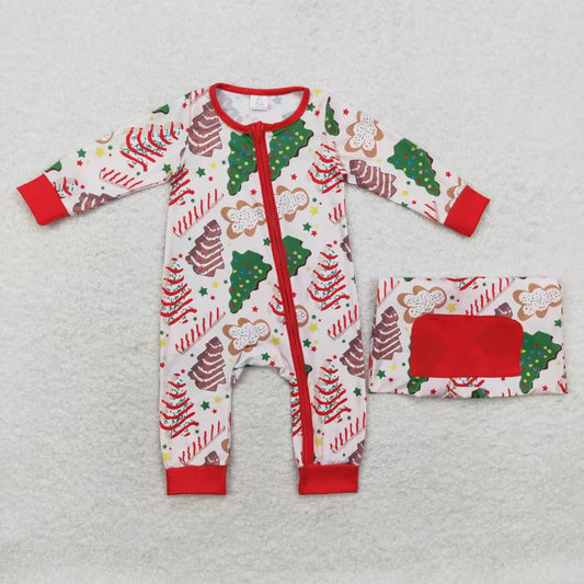 LR1150 Bamboo Christmas Tree Cookie Gingerbread Man Zip-Up Long Sleeve Bodysuit