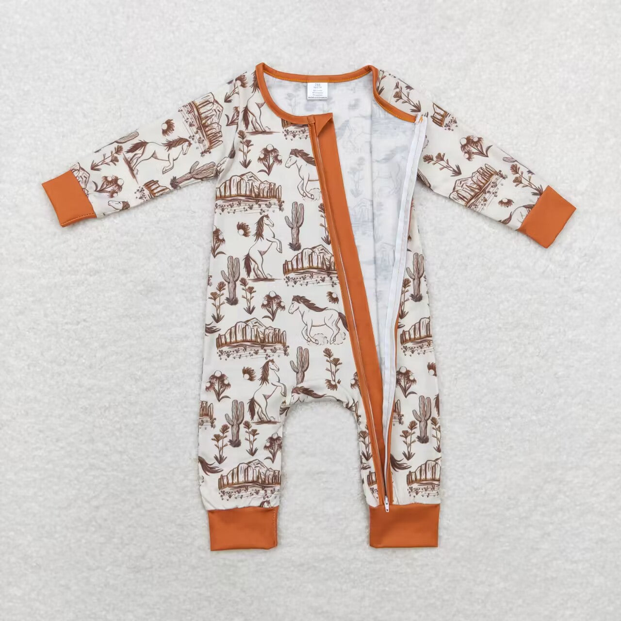 LR1164 Babmboo Horse Cactus Peak Zip-Up Long Sleeve Bodysuit D 5.16