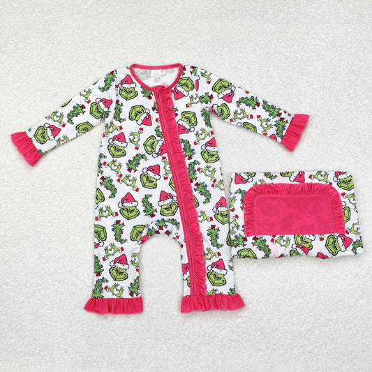 LR1337 Bamboo Christmas Tree Rose Red Lace White Zipper Long Sleeve Bodysuit