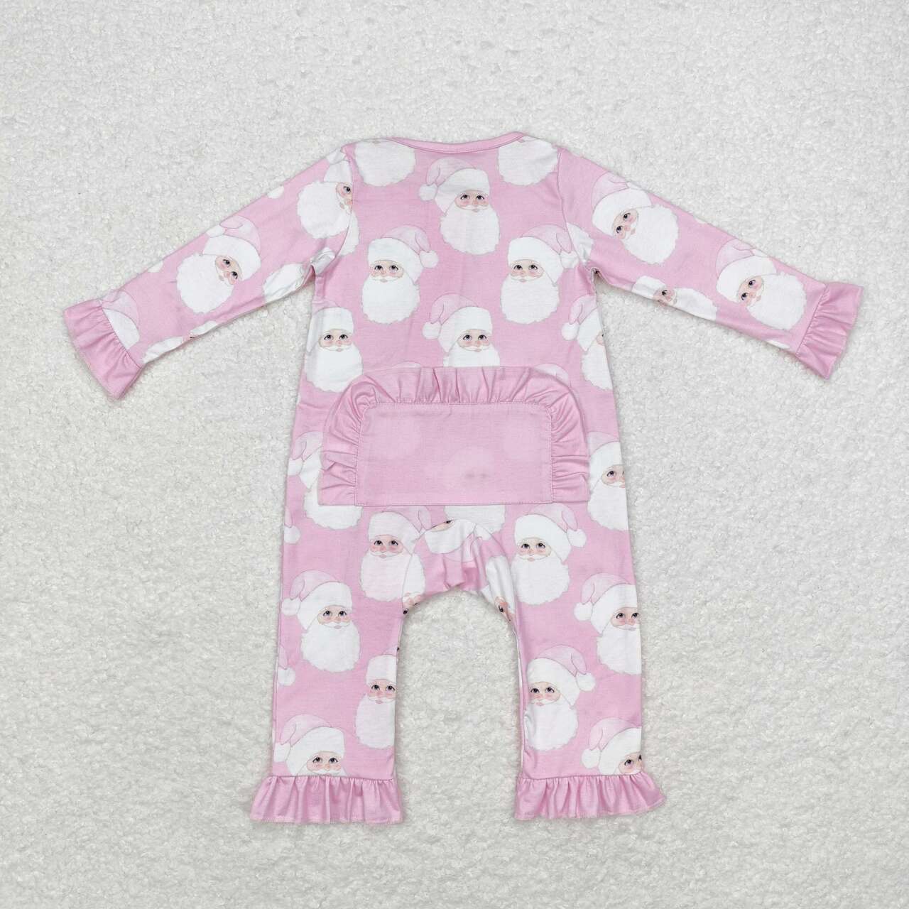 LR1414 Bamboo Santa Light Pink Zipper Long Sleeve Bodysuit