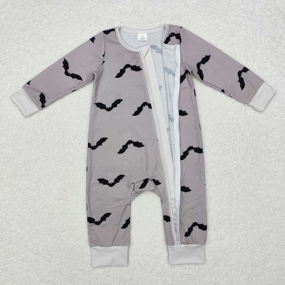 LR1438 Bamboo Bat  Zipper Long Sleeve Bodysuit