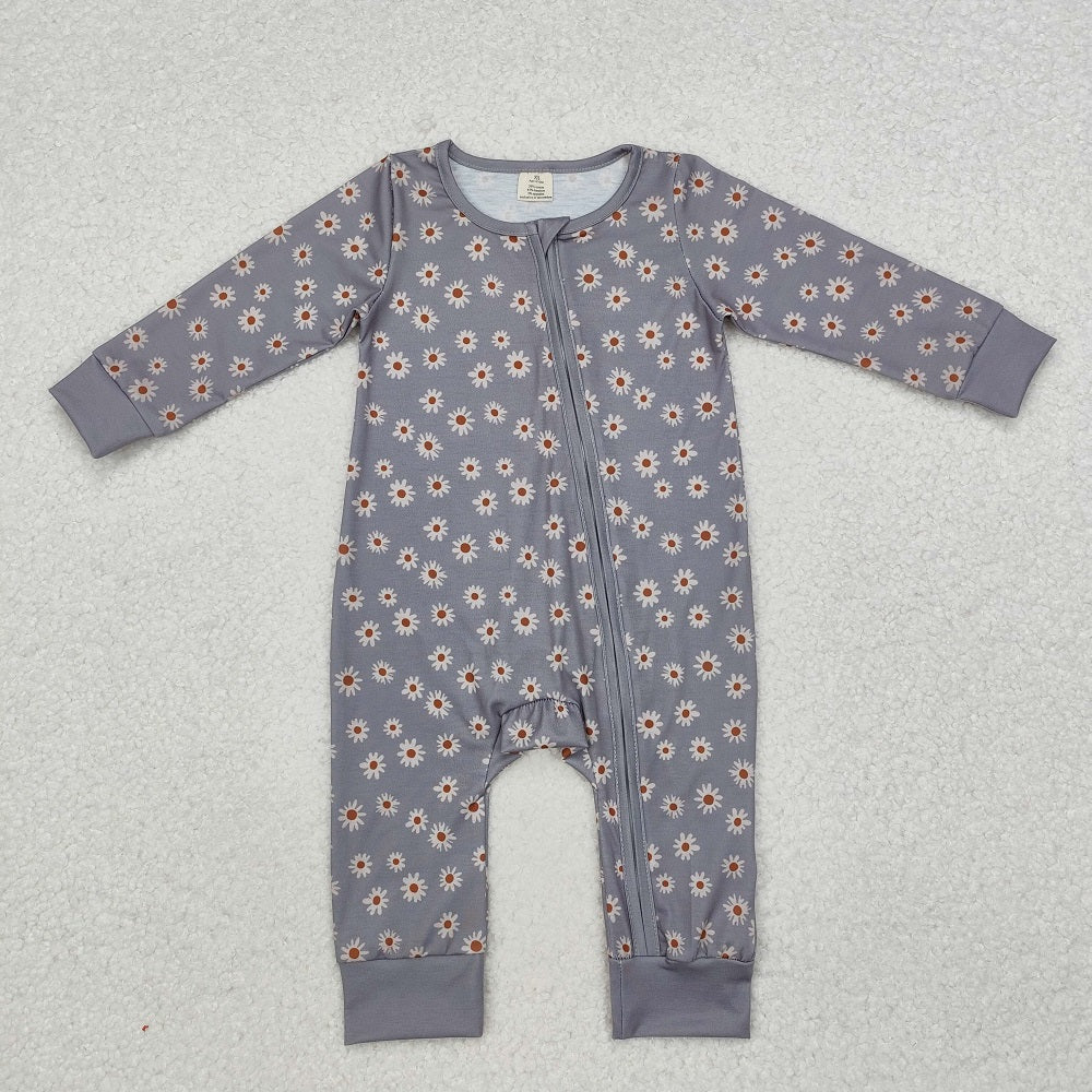 LR1603 Bamboo Daisy Zip-Up Long Sleeve Bodysuit