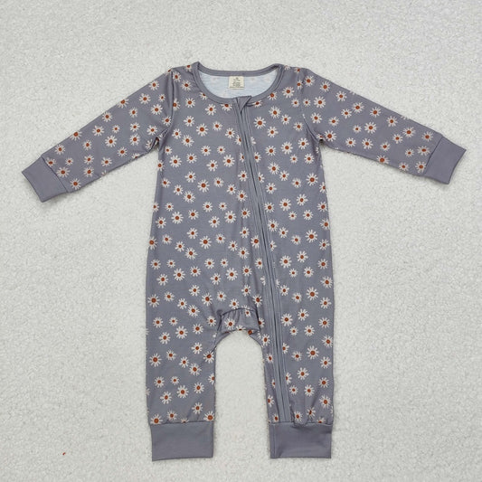 LR1603 Bamboo Daisy Zip-Up Long Sleeve Bodysuit