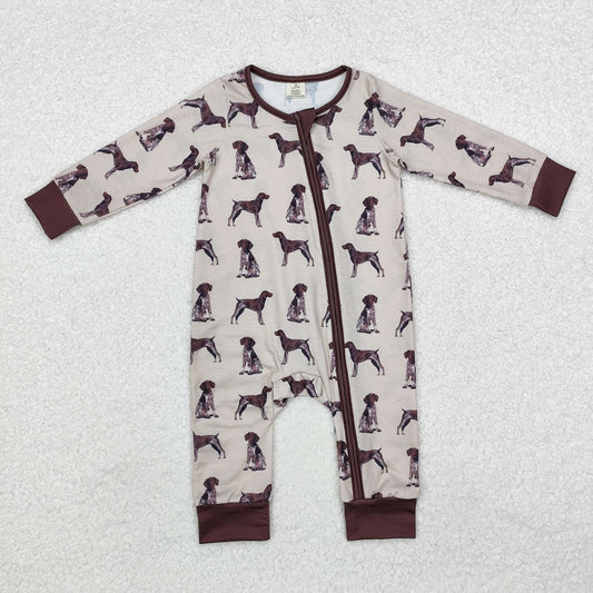 LR1759 Puppy Brown Zip-Up Long Sleeve Bodysuit
