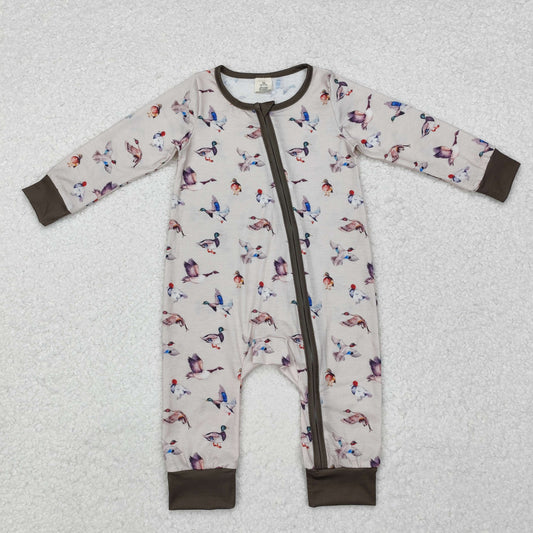 LR1880 Bamboo Duck Army Green Zipper Long Sleeve Bodysuit D 6.2