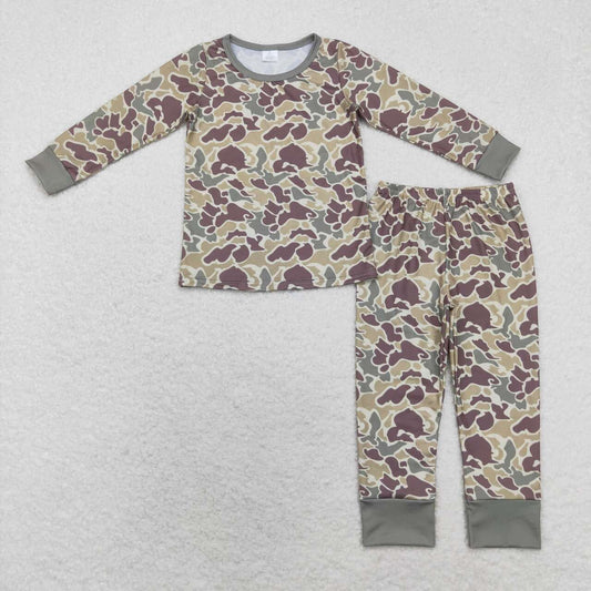 BLP0706 Bamboo Brown and green camouflage long-sleeved trousers pajama set