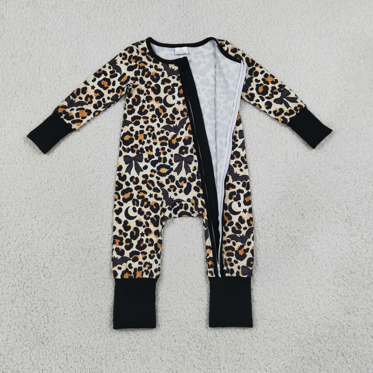leopard with black bow bat moon girl sleeper PJ