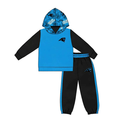 MOQ 3 custom style NC Panthers football kids hoodies