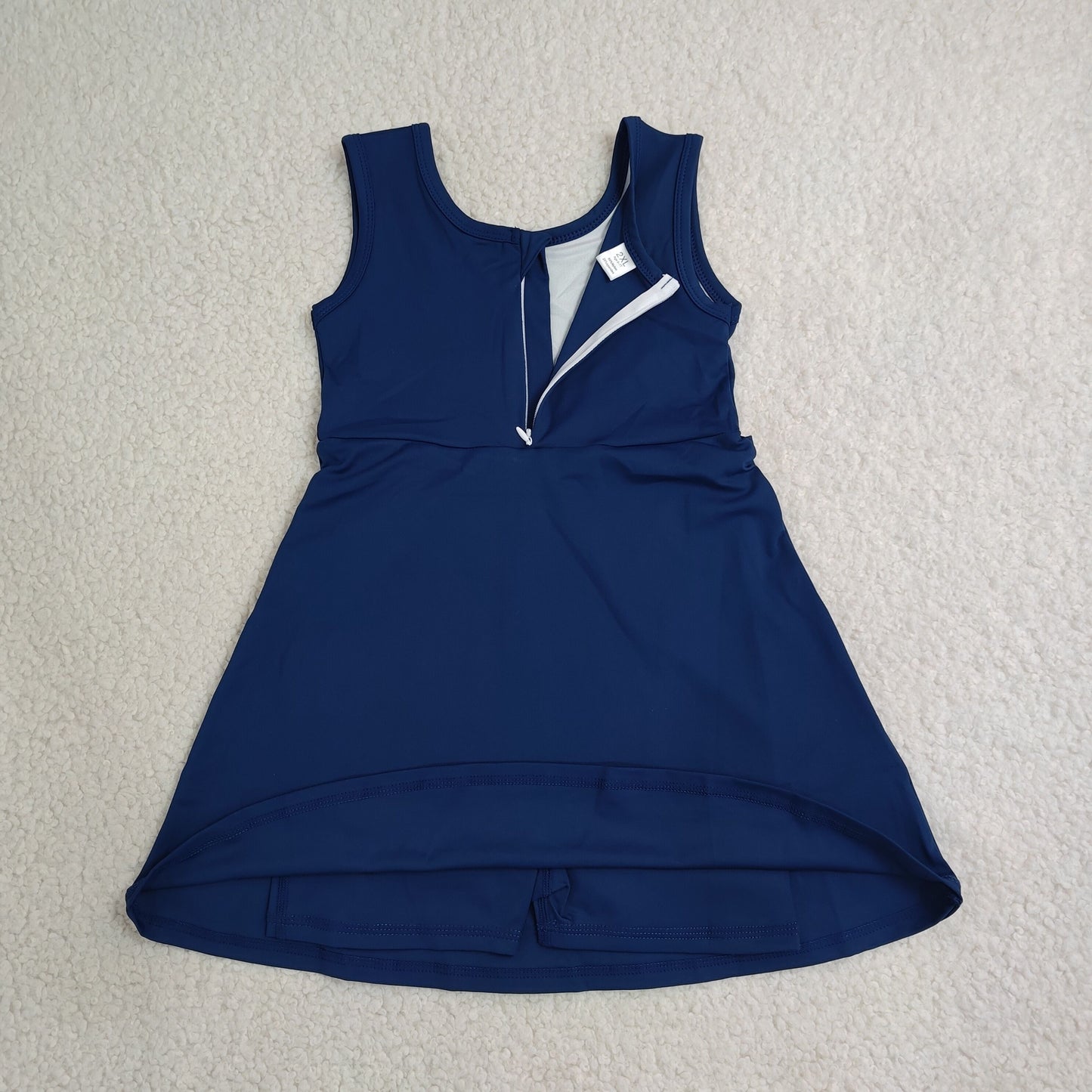 sleeveless solid navy blue athletic dress