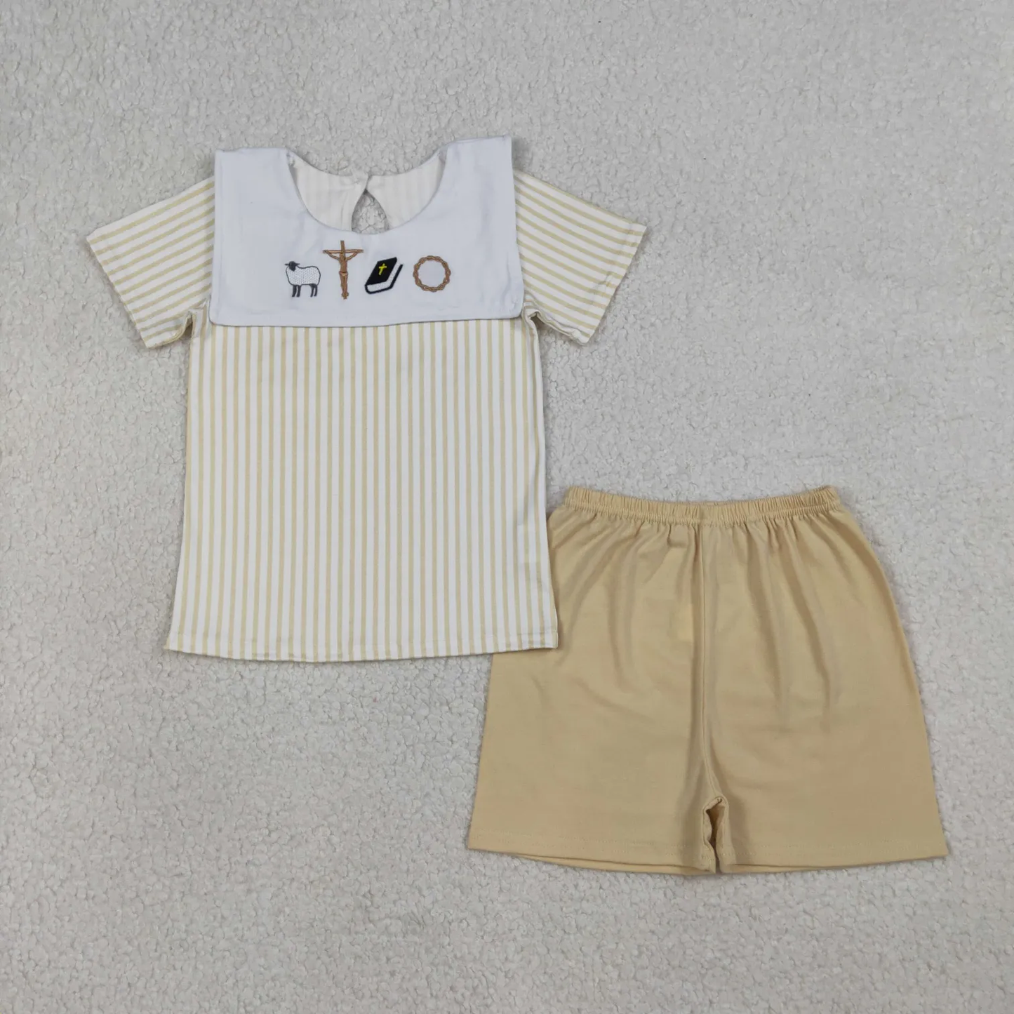 Sibling jesus bubble and shorts set embroidery boy clothing
