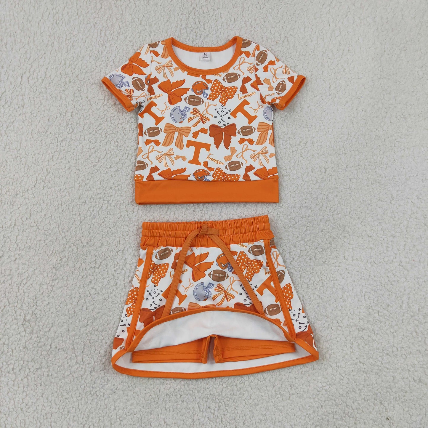 orange team T active skort set girls athletic outfit