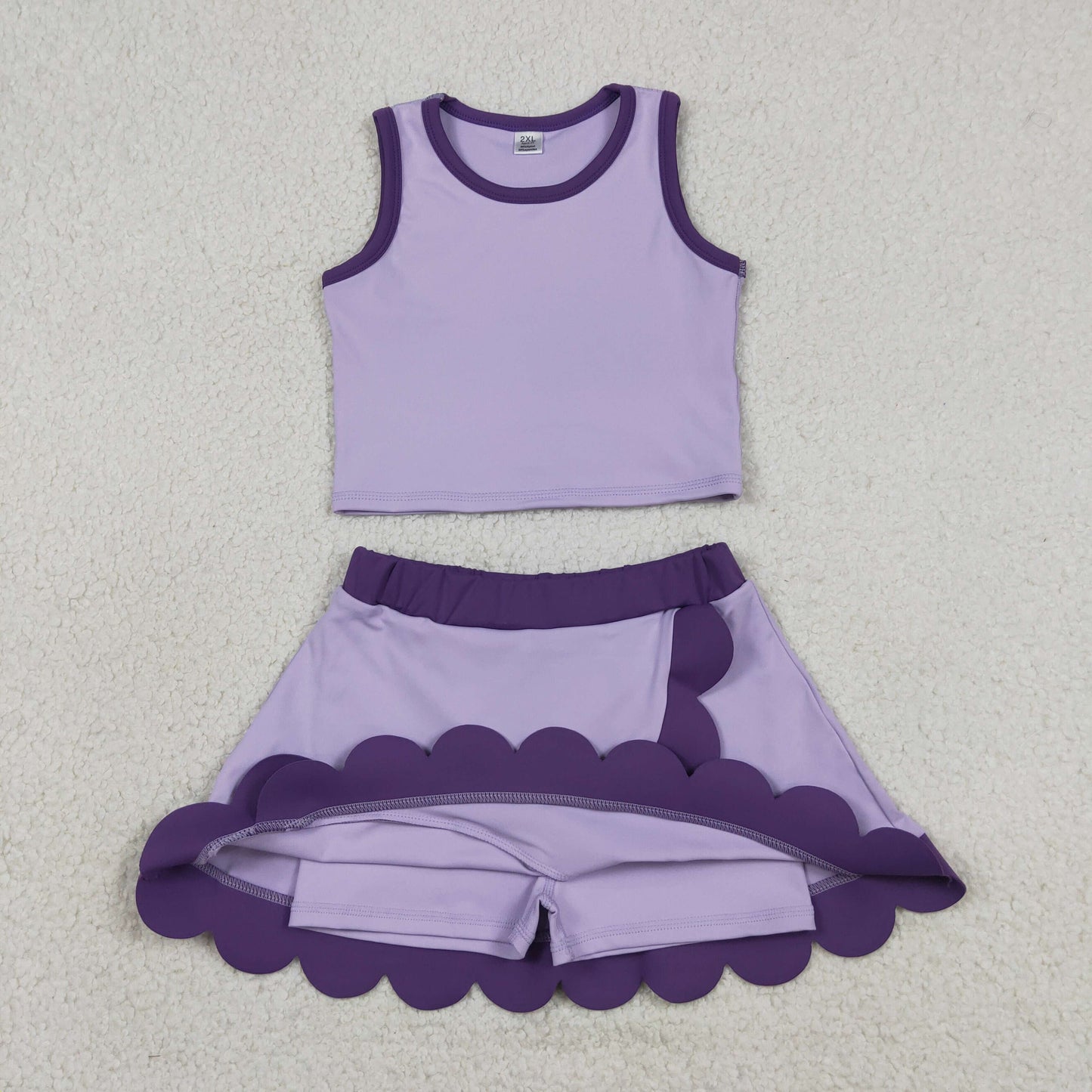 solid purple scallop athletic skort outfit girls clothes