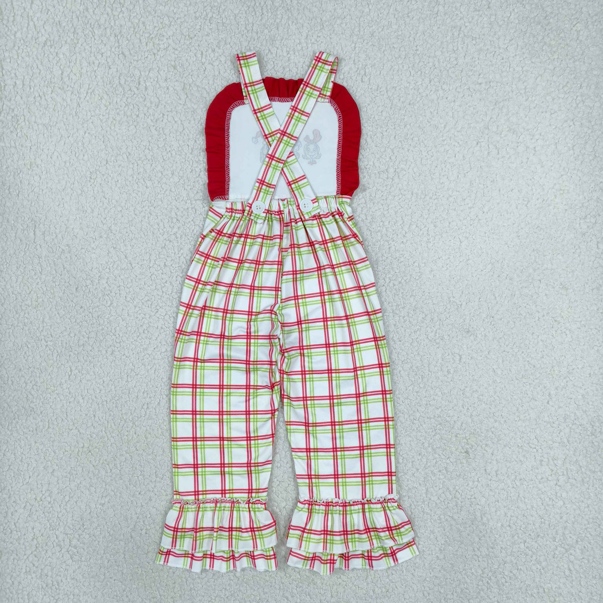 grinchmas plaid strap pants jumpsuit