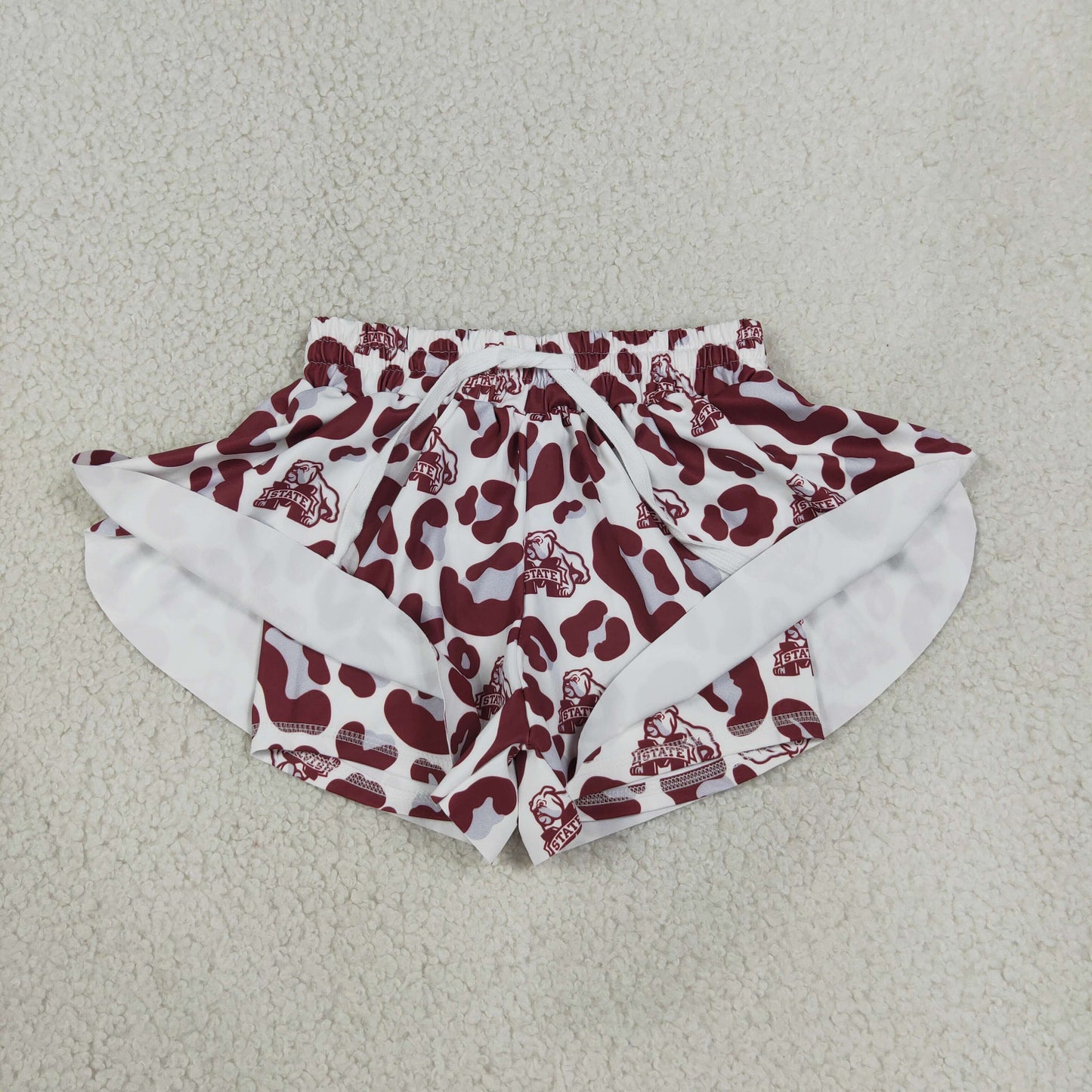 SS0820 kids team bulldog leopard athletic butterfly shorts