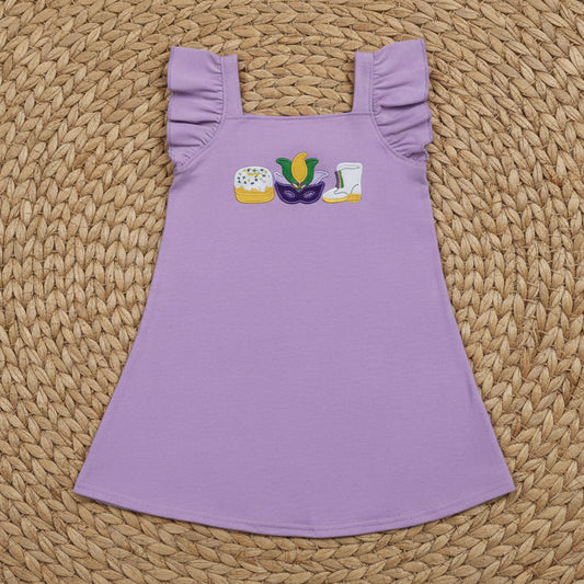 embroidery king cake mask boots cotton purple shirt dress