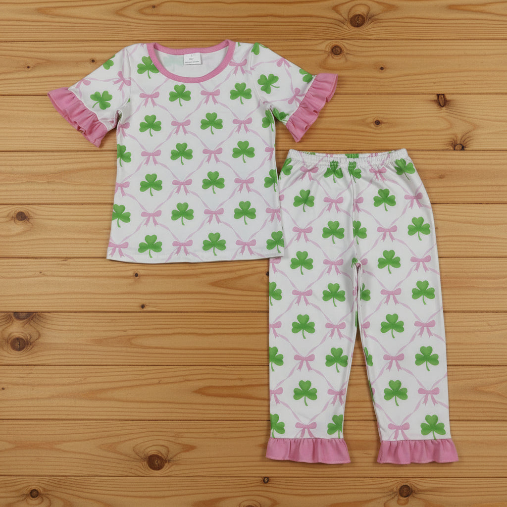 pink bow st party clover girl pajama