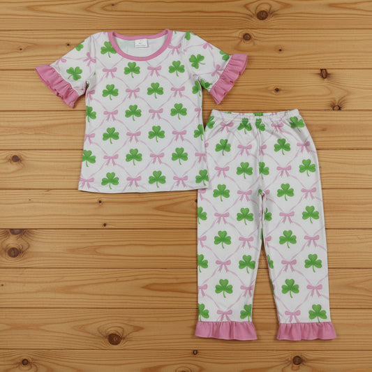 pink bow st party clover girl pajama