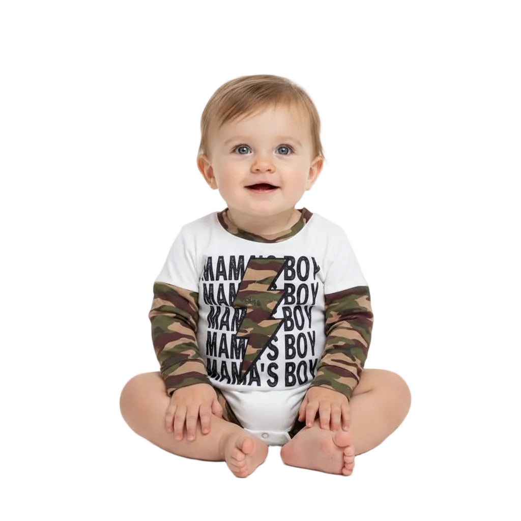 LR0676 Letter Lightning Camouflage White Long Sleeve Jumpsuit
